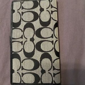 Coach checkbook cover leather and cloth